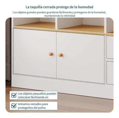 Estante Librero Madera Modernos Con 2 Cajones Y 2 Puertas Blanco