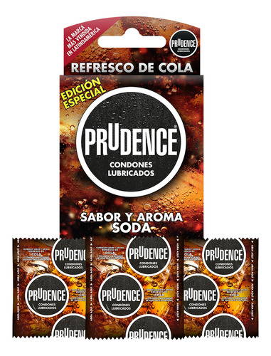 3 Condones Prudence con Sabor Y Aroma Refresco De Cola