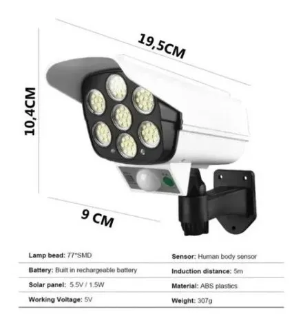Luces Led Con Sensor De Movimiento Simulador Camara Lampara