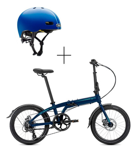 Bicicleta Tern B8 Azul Con Guardabarros + Casco