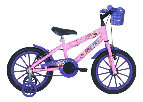 Bicicleta Infantil Aro 16 Mtb 1v Kiss Com Cesto Free Action