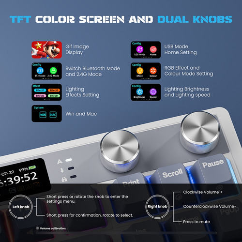 Teclado Mecánico Inalámbrico Rkm87 Azul 80% Tkl Español