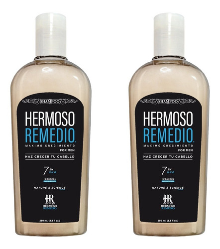 Pack Shampoo Hermoso Remedio ®  Anticaida Crecimiento Acelerado Anticaspa Reparador Hidratante Para Hombre 250ml Por 2 Unidades