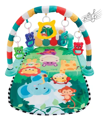 Tapete de Atividades com Piano Musical Infantil Animais Azul Baby