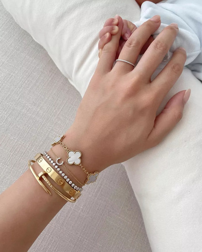 Pulseira Trevo Ônix Cornalina Madre Pérola Malaquita 4 Pças