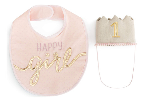 Happy Girl Birthday Soft Pink - Juego De Gorro Y Babero De .