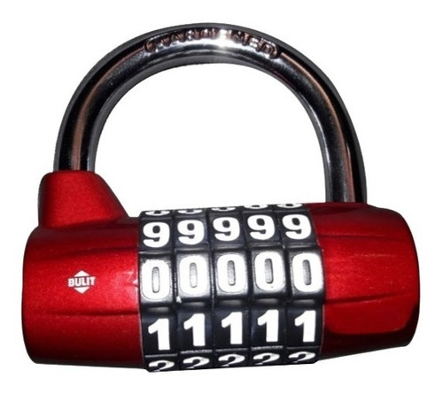 Imagen 1 de 9 de Candado De Alta Seguridad Bulit 5 Combinaciones Rojo