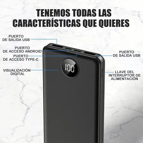 Imagen 4 de 5 de Power Bank 22800mah Pila Carga Rápida Portátil Lcd Biuble