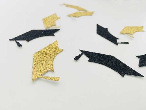 50 Figuras Glitter Decoracion Invitacion Graduacion Birrete Color Birrete 02 - 6.5x3.5cm