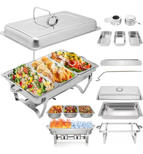 Bufetera 3 Espacios De Acero Inoxidable Para Chef Comedor