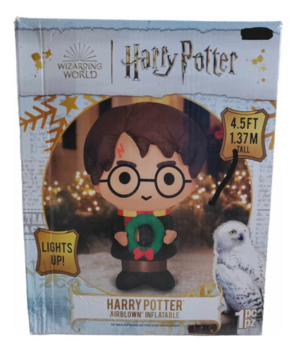 Inflable Harry Potter Navideño Con Luz 1.37m Liquidacion.