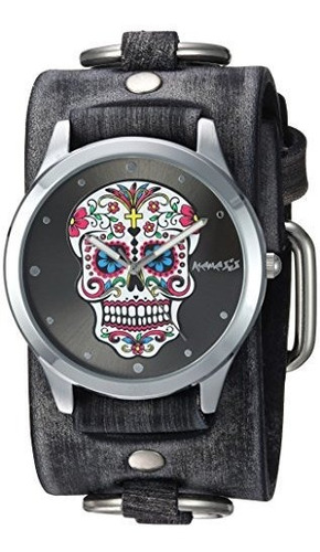 Reloj Nemesis Para Mujer Punk Rock Skull Con Correa De Cuero