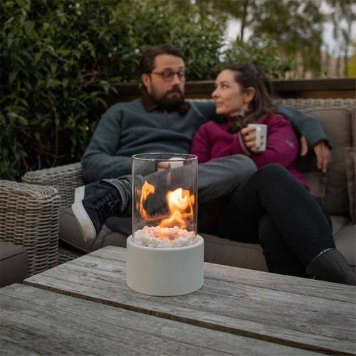Lámpara De Chimenea Con Alcohol, Cristal De Acero Inoxidable