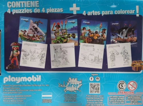 Imagen 2 de 5 de Playmobil 4 Rompecabezas Puzzle Piratas Con 4 Artes Playking