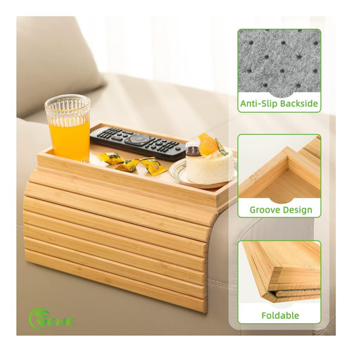 Bandeja De Reposabrazos De Sofá Bambú Gehe-mesa De Brazo Con