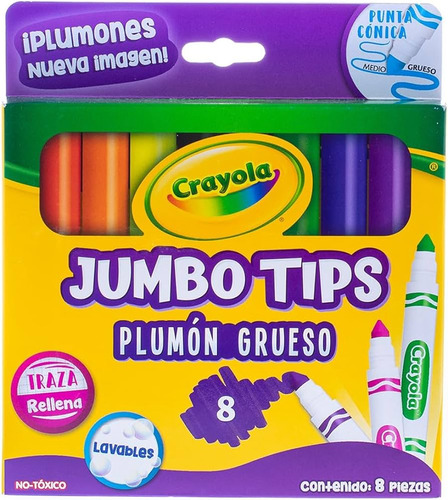 Set 8 Plumones Super Tips Jumbo Gruesos Lavables Crayola