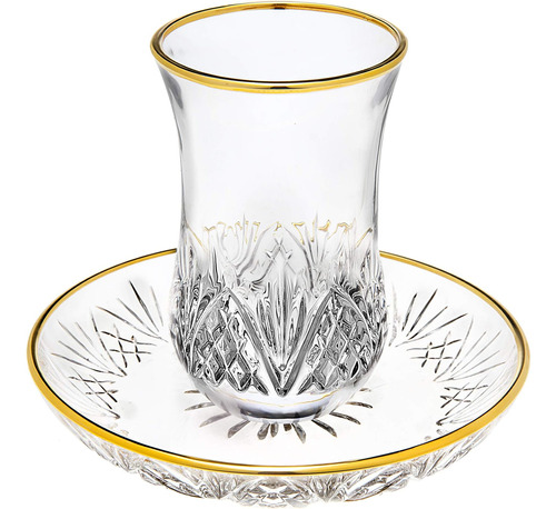 Taza Y Platillo Godinger Dublin Crystal Kiddush Con Borde Do