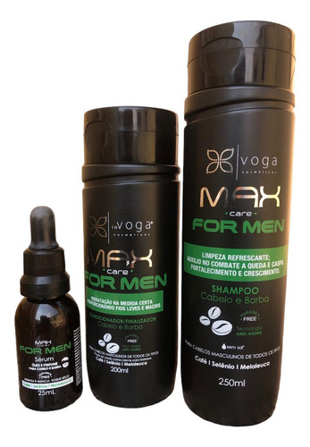 Kit Shampoo Cond. Óleo Cabelo E Barba Max Care For Men Voga