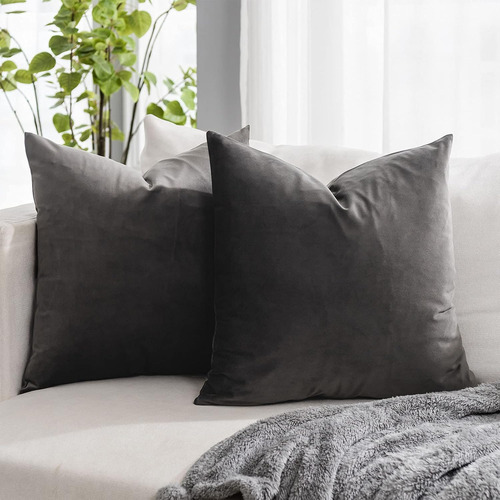 Juego De 2 Fundas De Almohada De Terciopelo 56x56 Cm