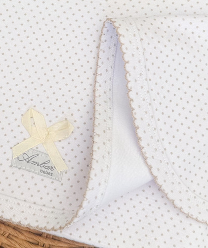 Manta Recibidora De Bebe 100% Algodon Premium Unisex Puntile Beige