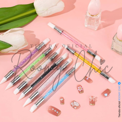 Kit De 5 Pinceles Silicon 5 Punteros Para Arte De Las Uñas