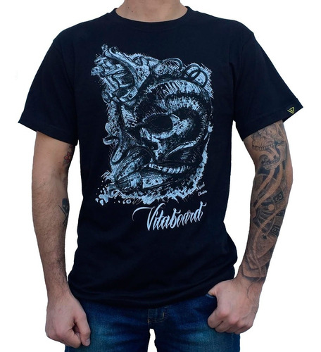 Camiseta Vitaboard Marcel Oliveira - Skull Machine Preta