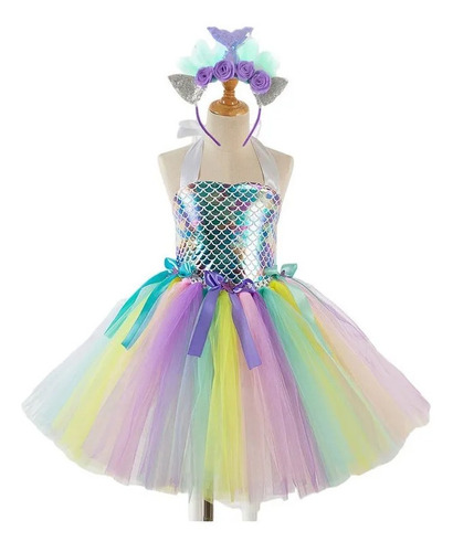 Vestido Tutú De Sirena Para Niña Para Fiesta De Cumpleaños C