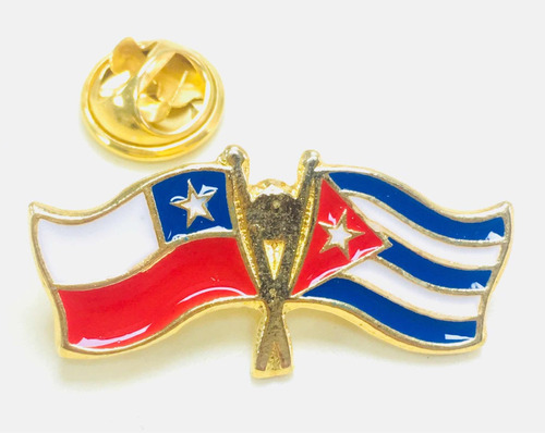 Pin Bandera Chile Y Cuba Entrelazadas