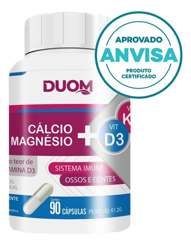 Kit 3 Duom Cálcio + Magnésio + Vit D3 + Vit K2 90cps