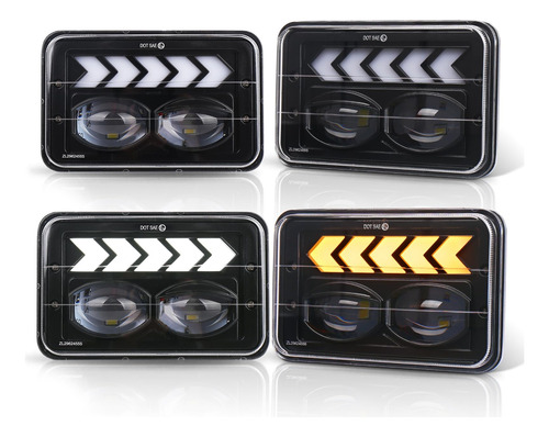Faros Led Fnget 4pcs 4x6 Con Haz Alto/bajo Drl Blanco