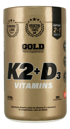 Gold Nutrition Vitaminas K2 + D3 Vegetal Suplemento 30c 3c