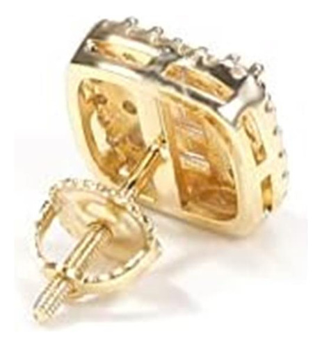 Iced Out Pendientes De Piercing De Oreja Chapados En Oro Con