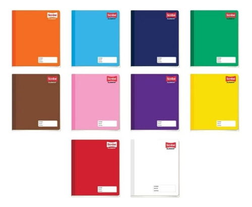10 Cuadernos Scribe Forma Francesa Cosido Blanco 100hj Color Multicolor