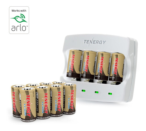 16 Baterias Tenergy 3,7v Rcr123a De 650mah Arlo + Carregador