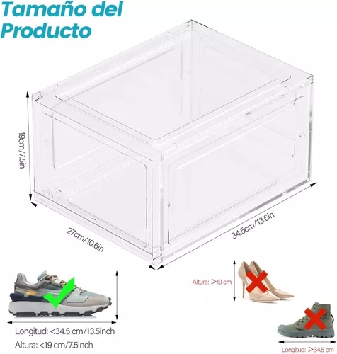 6 Cajas para Zapatos Plegable Plastico Transparente 30x18x9.5cm