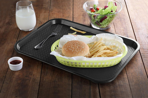 Charola Fast Food Bandeja Restaurantera 30 X 40 Cm 6 Piezas Color Negro