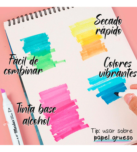 Imagen 6 de 8 de Set 36 Plumones Profesional Doble Punta Pantone Rotulador