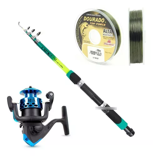 Conjunto De Pesca Vara Telescópica + Molinete E Linha