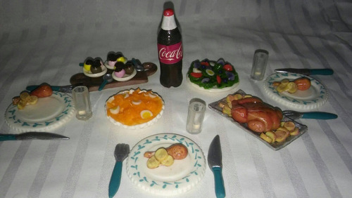 Comida Miniatura Para Barbie Y Vajillas X 33 Piezas. Stock!