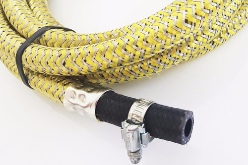 Imagem 3 de 3 de Mangueira Gas 10 Mts Multicombustivel Aço Inox C/ Braçadeir
