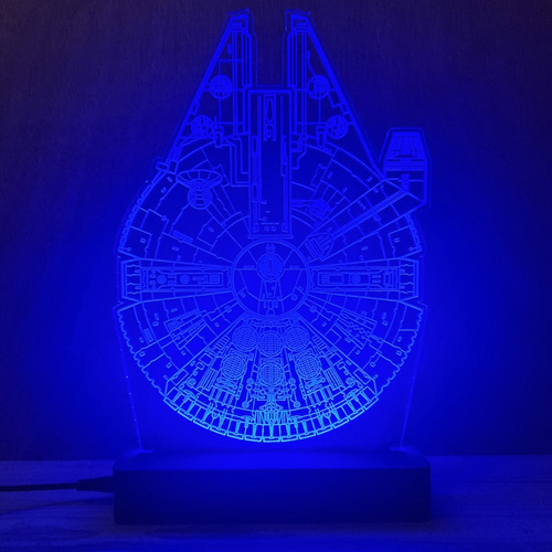 Lámpara Acrílico Led Halcon Milenario 220v Velador Star Wars