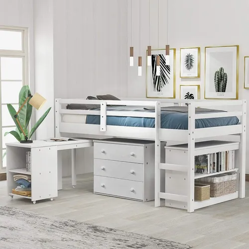 comprar Cama Tipo Loft Individual Con Escritorio, Cama Baja Para Niñ