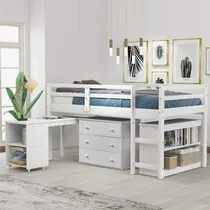 Comprar Cama Tipo Loft Individual Con Escritorio, Cama Baja Para Niñ