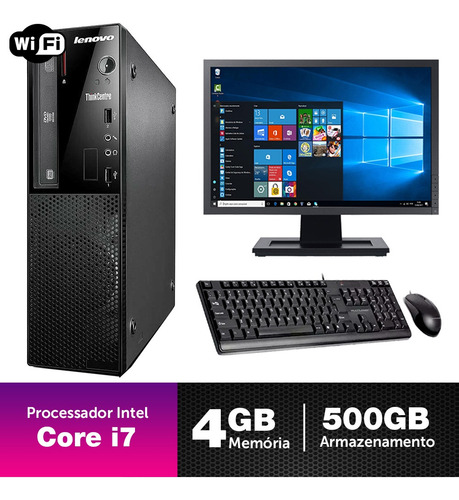 Imagem 1 de 5 de Computador Seminovo Lenovo I7 4g 4gb 500gb Mon19w