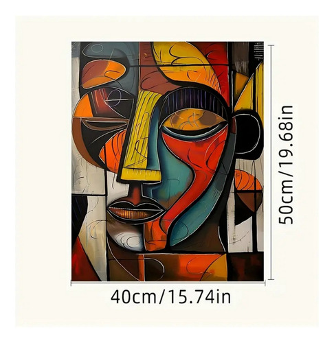 Pintura Por Números Diy Rostro Abstracto 50 X 40 Blanco