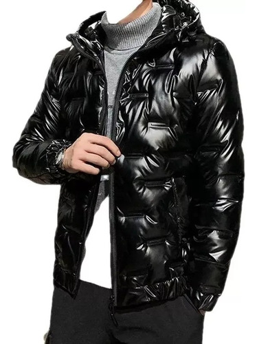 Versión Coreana Mamada Chaqueta De Cuero Brillante Para Hombre