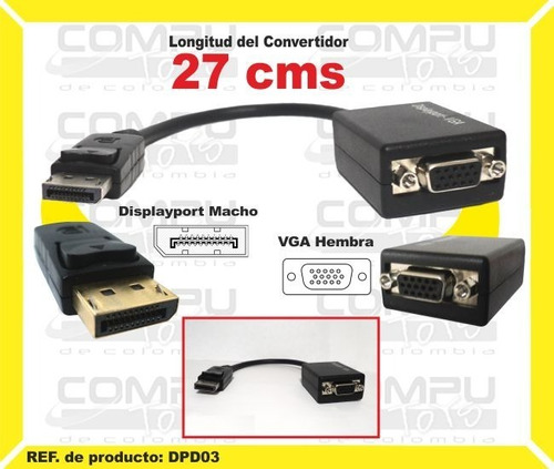 Conversor Display Port A Vga Ref: Dpd03 Computoys Sas