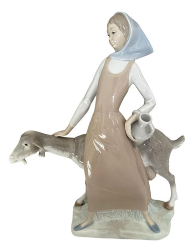 Figura Porcelana Lladro Niña Con Jarra Y Cabra  4590