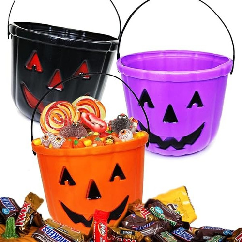 Canasto, Balde, Recipiente Para Dulces Calabaza Halloween