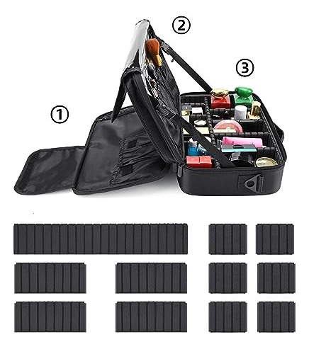 Bolsa De Maquillaje Portátil Con Divisores Ajustables